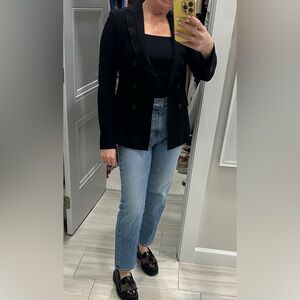 Elegant Black Women's Blazer, WHBM, stretchy, peacoat style, size 0